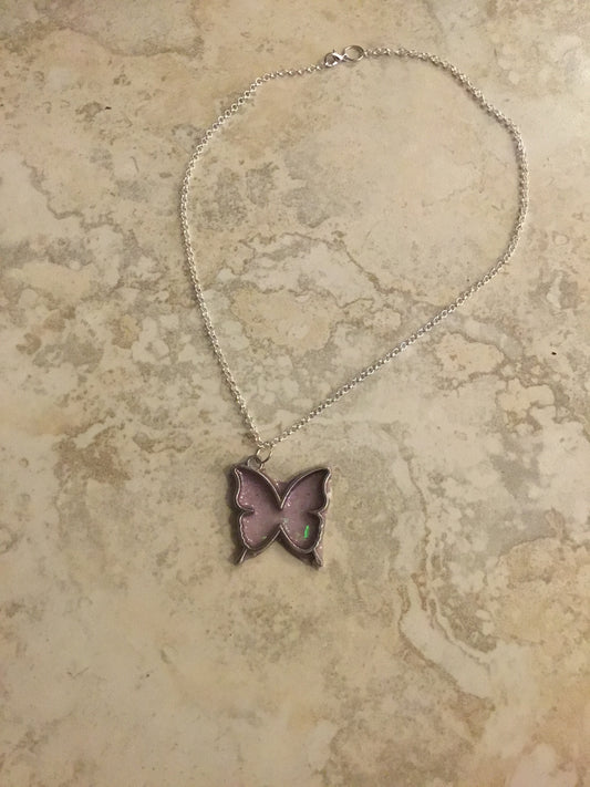 Purple butterfly necklace